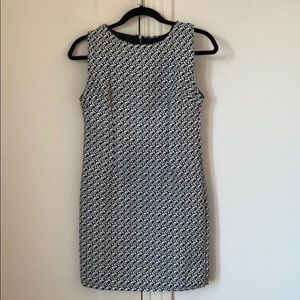 Navy and white pattern dress